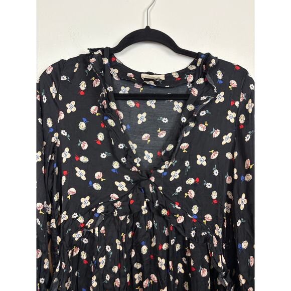 Zadig & Voltaire Reacty Floral Print Long Sleeve Ruffle Embroidered Dress XS - Picture 6 of 9